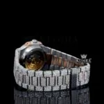 Rose Gold Dial Black Stick Markers Moissanite Diamond Watch Bracelet View