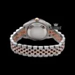 Rose gold Dial Blue Arabic Numerals Two Tone Iced Moissanite Diamond Watch Caseback View