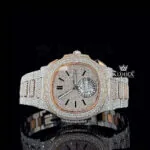 Patik Philippe Chronograph Moissanite Diamond Watch in Rose Gold