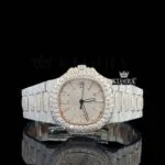 Patik Philippe Two Tone Iced Out Moissanite Watch with Rose Gold Dial