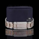 Rose Gold Dial Diamond Stick Markers Two Tone Moissanite Diamond Watch Bracelet View
