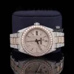 Roles Moissanite Diamond Watch with Rose Gold Dial and Stick Markers