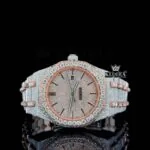 AP Rose Gold Dial Stick Markers Moissanite Watch with two-tone design