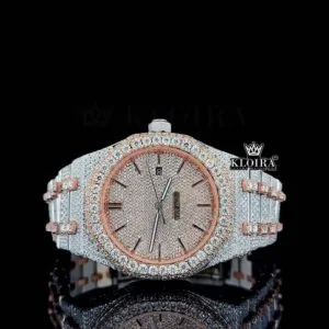 AP Rose Gold Dial Stick Markers Moissanite Watch