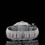 Rose Gold Roman Dial Two Tone Block Link Strap Moissanite Watch Caseback View