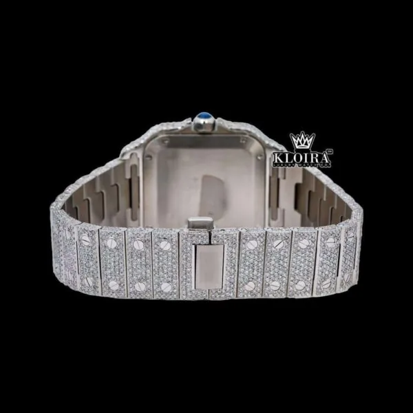 Rose Gold Roman Dial Two Tone Iced Out Lab grown Diamond Watch Caseback View
