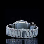 Rose Gold Roman Dial Two Tone Iced Out Moissanite Diamond Watch Caseback View