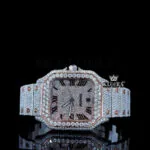 Cartior Rose Gold Roman Dial Two Tone Moissanite Watch