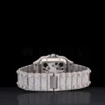 Rose Gold Skeleton Dial Two Tone Iced Out Natural Diamond Watch Caseback View