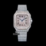 Cartior Rose Gold Square Roman Dial Moissanite Watch with Roman Numerals
