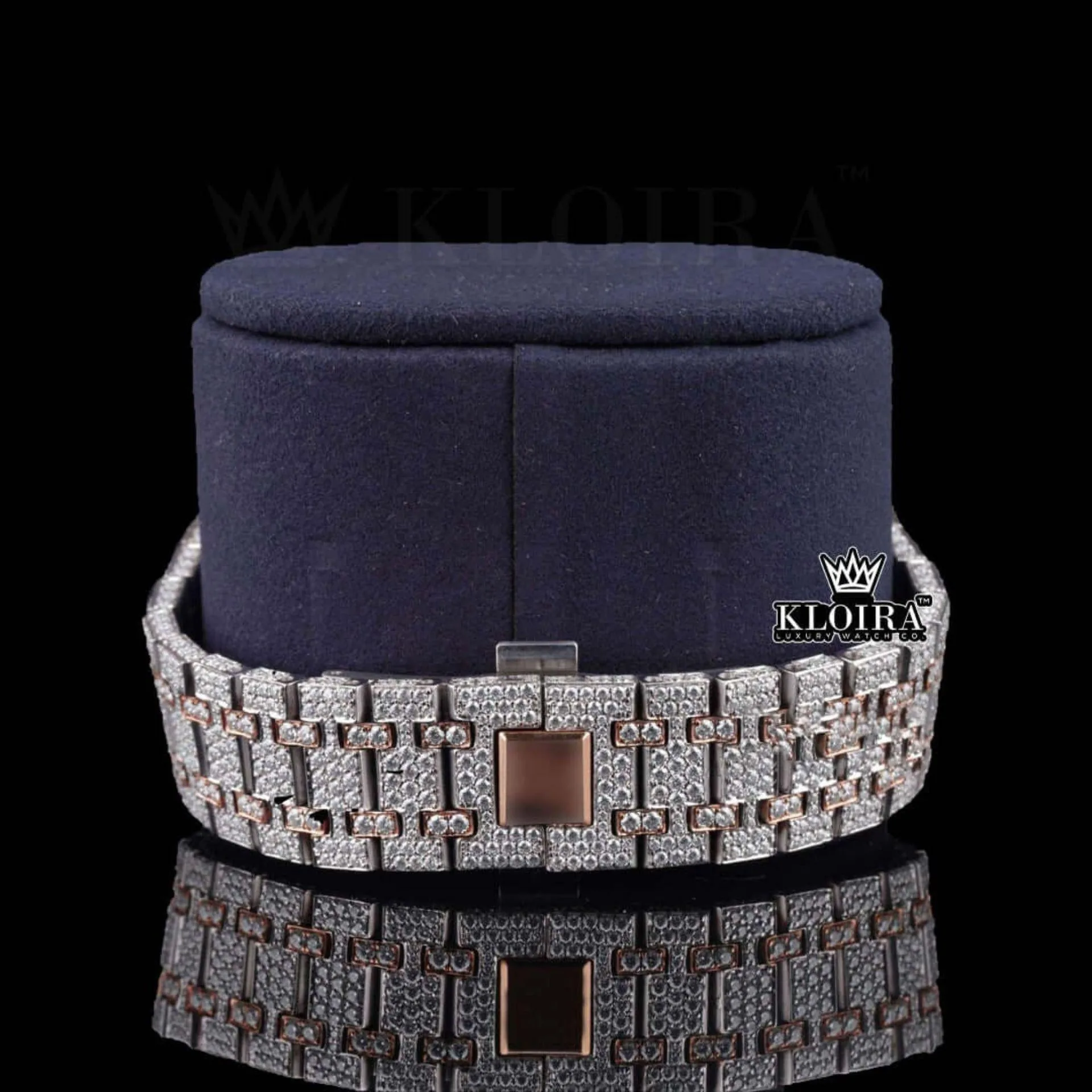 Rose Gold Stick Markers Iced Out AP Moissanite Diamond Watch Bracelet View