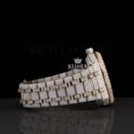 Rose Gold Two Tone Fully Iced Out Moissanite Diamond Watch Right Side View