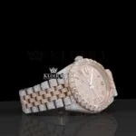 Rose Gold Two Tone Roman Numerals Iced Out Lab-Grown Diamond Watch Right Profile View