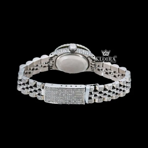 Rose Pink Dial Diamond Markers Moissanite Diamond Watch Caseback View