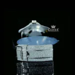 Round Markers Black Dial Rubber Strap Semi Iced Out Moissanite Watch Caseback View
