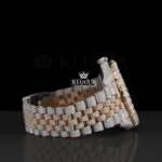 RRose Gold Two Tone Roman Numerals Iced Out Lab-Grown Diamond Watch Right Side View