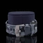 Semi Iced Out White Dial Standard Numerals Chronograph Moissanite Watch Close Up Strap View