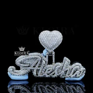 Shimmering Heart Name Pendant - Silver, 3 Carat Moissanite