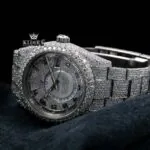 Silver Iced Out Standard Numerals Moissanite Diamond Watch Caseback View