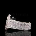 Skeleton Dial Pink Camouflage Iced Out Strap Natural Diamond Watch Left Side View