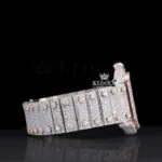 Skeleton Dial Two Tone Rose Gold Moissanite Diamond Watch Right Side View