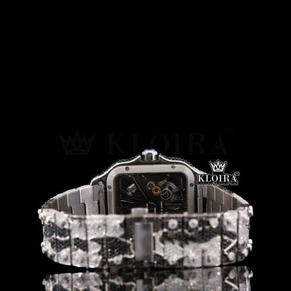 Skeleton Two Tone Black Moissanite Diamond Watch Caseback View