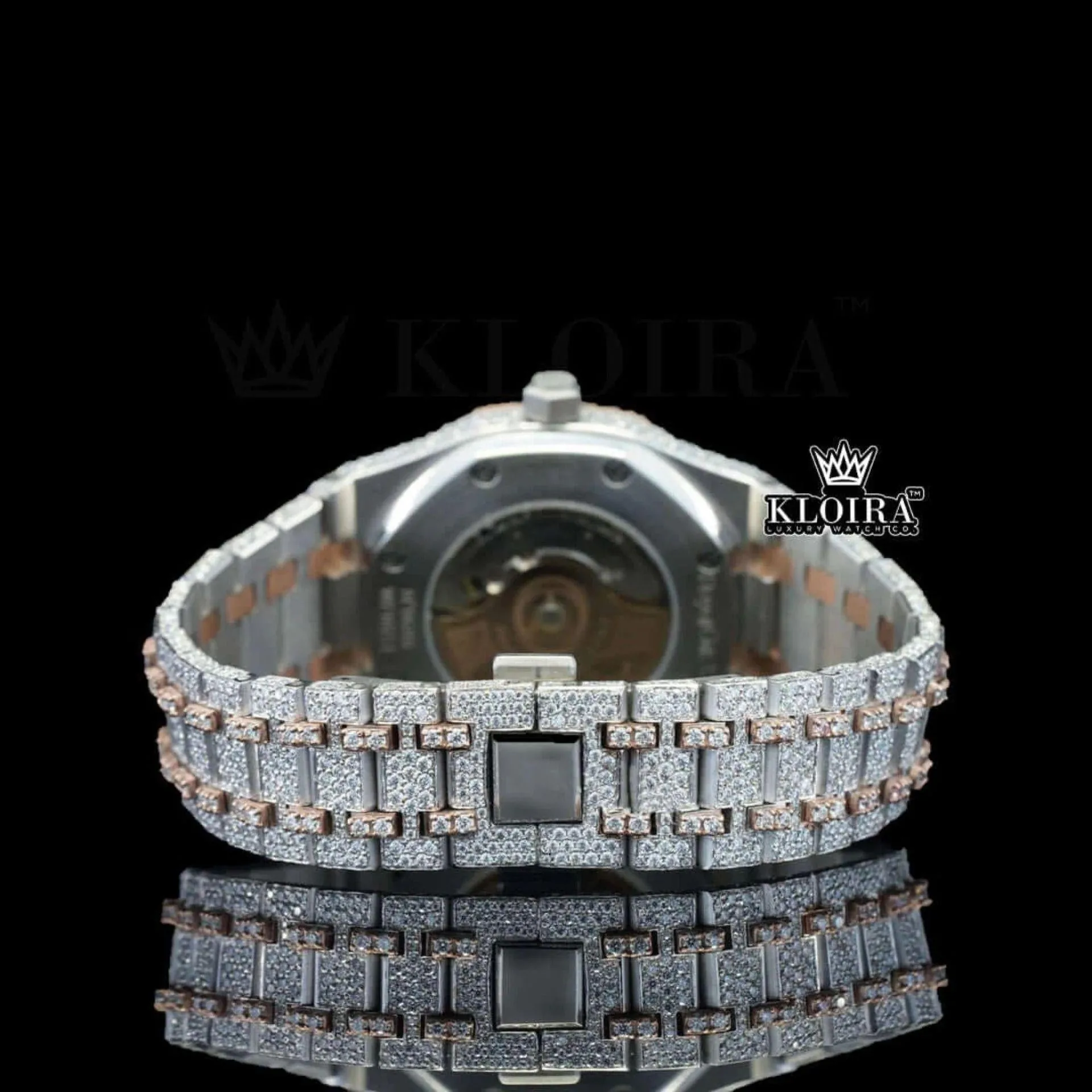 Spider Dial Two Tone Fully Iced Out Moissanite Diamond Watch Bracelet View