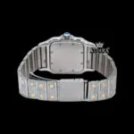 Square Dial Black Roman Numerals Two Tone Moissanite Watch Caseback View