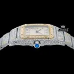 Square Dial Black Roman Numerals Two Tone Moissanite Watch Crown View