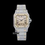 Cartior Square Dial Two Tone Moissanite Watch