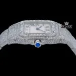 Square Roman Dial Fully Iced Out Moissanite Dial Watch Crown View