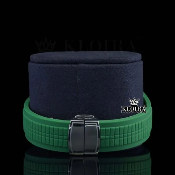 Standard Numerals Green Dial Semi Iced Out Rubber Strap Moissanite Watch Strap View