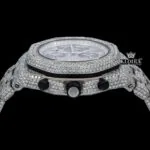 Standard Numerals Silver Chronograph Iced Out Moissanite Diamond Watch Crown View