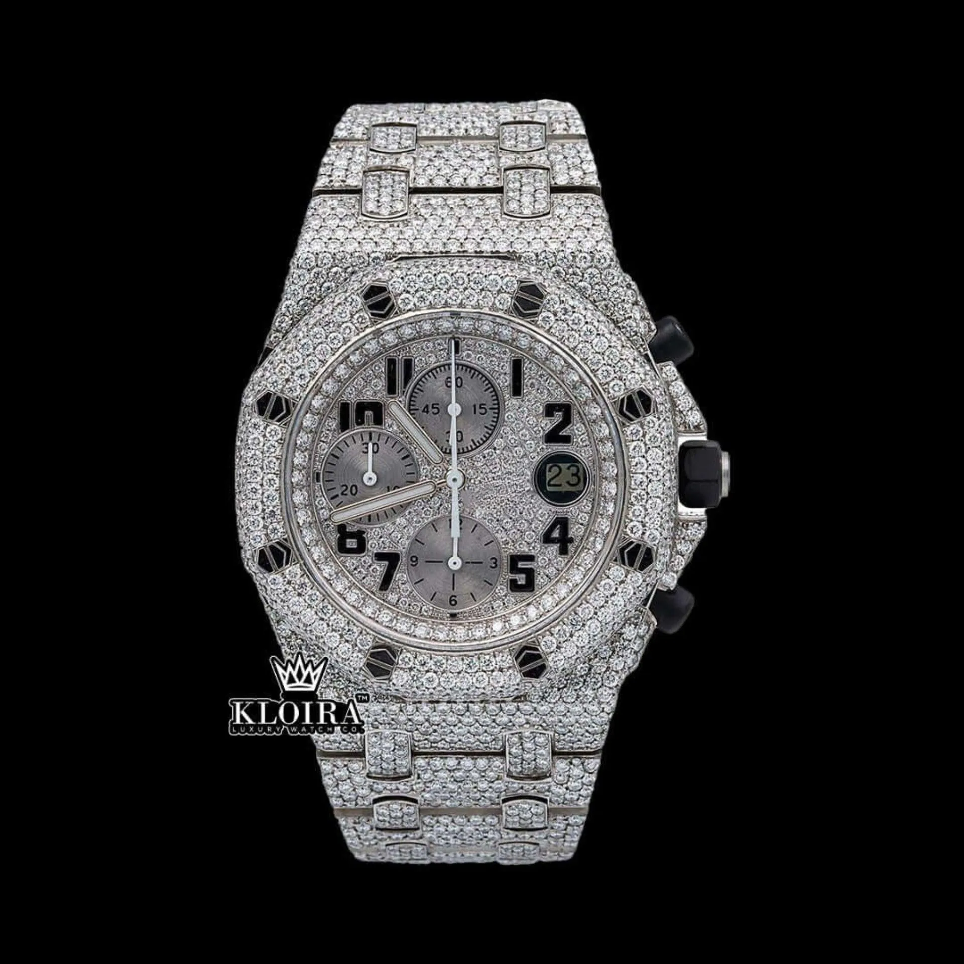 AP Standard Numerals Chronograph Moissanite Watch with Iced Out Design