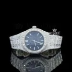 AP Stick Markers Blue Dial Full Iced Out Moissanite Watch with 14K Gold Plating