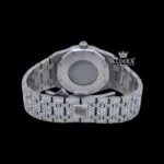 Stick Markers White Dial Full Iced Out Moissanite Diamond Watch Caseback View