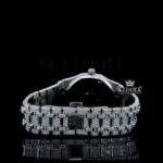 Stick Markers White Dial Fully Iced Out AP Moissanite Diamond Watch Caseback View