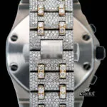 Two Tone AP Moissanite Diamond Watch VVS 22 Carat 42mm Men Closeup Back