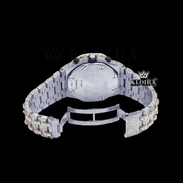 Two-Tone AP Chronograph Iced Out Moissanite Diamond Watch Caseback View