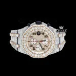 AP Royal Oak Chronograph Two-Tone Moissanite Watch with yellow dial and gold plating