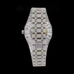 Two Tone AP Yellow Dial Fully Iced Out Moissanite Watch Back View