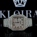 Cartior Two Tone Arabic Numerals Moissanite Watch with Rose Gold Dial
