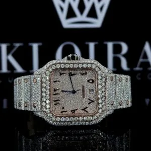 Cartior Two Tone Arabic Numerals Moissanite Watch
