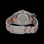 Two Tone Black Arabic Numerals Bust Down Moissanite Diamond Watch Caseback View