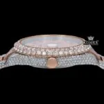 Two Tone Black Arabic Numerals Bust Down Moissanite Diamond Watch Crown View