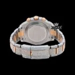 Two Tone Chronograph Blue Dial Iced Out Moissanite Diamond Watch Caseback View