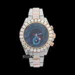 Roles Two Tone Chronograph Blue Dial Moissanite Diamond Watch