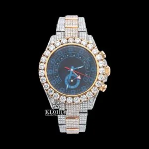 Roles Two Tone Chronograph Blue Dial Moissanite Diamond Watch