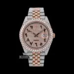 Roles Two Tone Moissanite Watch with Arabic Dial & Diamond Bezel