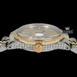 Two Tone Diamond Marker Yellow Gold Dial Moissanite Diamond Watch Crown View
